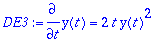 DE3 := diff(y(t),t) = 2*t*y(t)^2