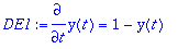 DE1 := diff(y(t),t) = 1-y(t)